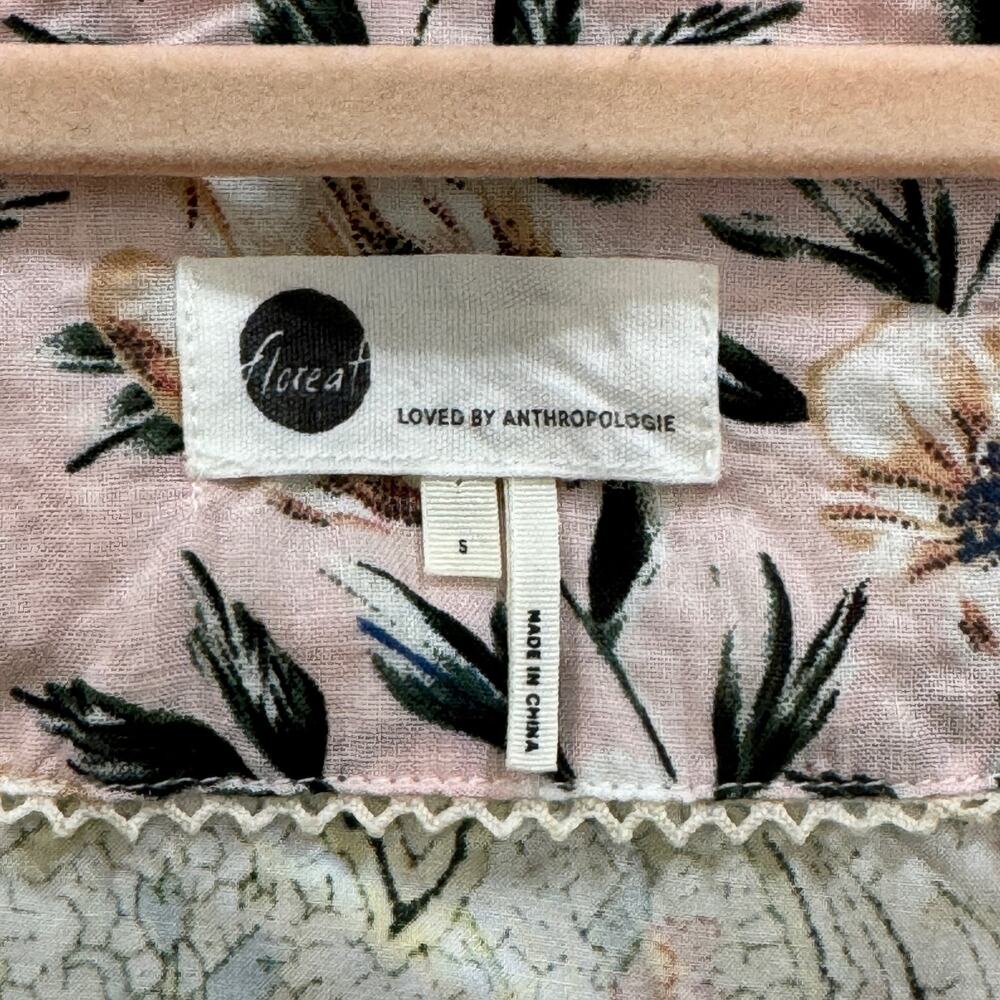 Anthropologie Green and Pink Paisley Robe - Picture 11 of 15